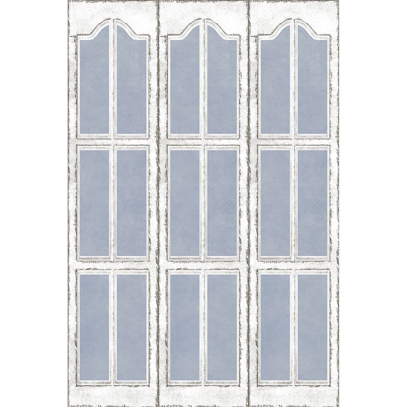 6 ft. Tall Double Sided Blue and White Shutters Canvas Room Divider