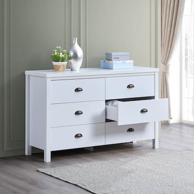 6 Drawer Dresser with Interlock Drawer,Wide Dressers for Bedroom 6 Deep Drawers for Closet Organizer,Easy Assembly