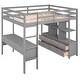 preview thumbnail 11 of 17, Full Size Loft Bed with Built-in Desk with 2 Drawers and Shelves, Grey