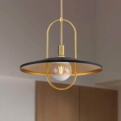 19" Wide Medium Black and Soft Gold LED Pendant Light - 19" x 17"