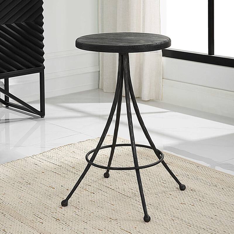 Tapered Chiseled Base Counter Stool - 26" - Matte Black