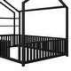 preview thumbnail 12 of 10, Full Size House shape Platform Bed with 3-Removable Storage Shelves, Metal Kids Bed Frame with Fence-shaped Guardrail, Black