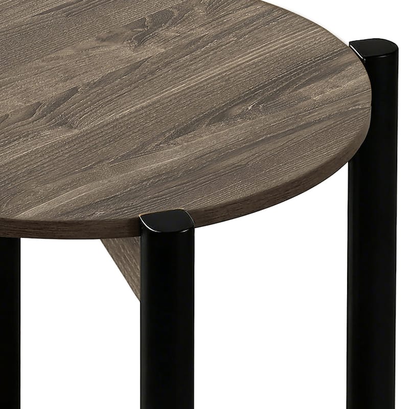 Furniture of America Rovion 2-Piece Round Wood Coffee Table Set with Open Bottom Shelf