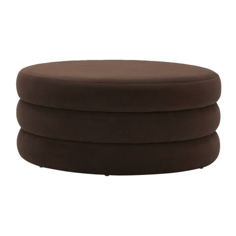 Sagebrook Home 39X17 Triple Tiered Ottoman, Brown, Round, 17"H, Solid Color