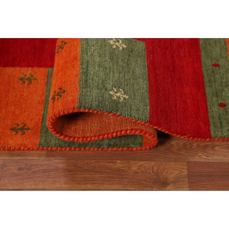 Red Gabbeh Indian Area Rug Handmade Wool Carpet - 5'11"x 7'11"