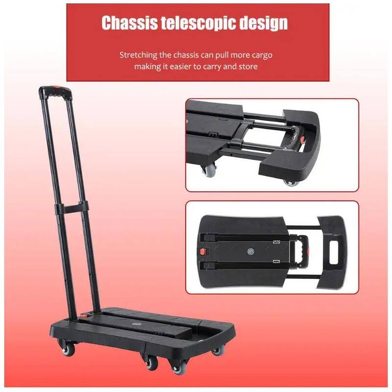 330 lb Capacity 6-wheel Retractable Hand Truck with TPR Wheels