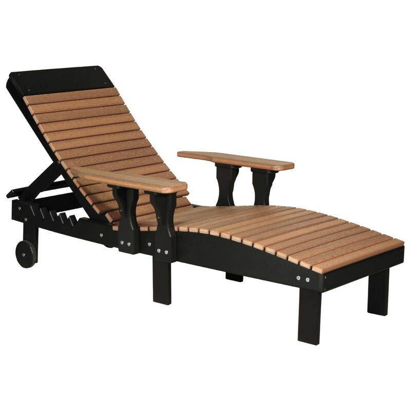 Poly Lumber Lounge Chair - Antique Mahogany Woodgrain & Black