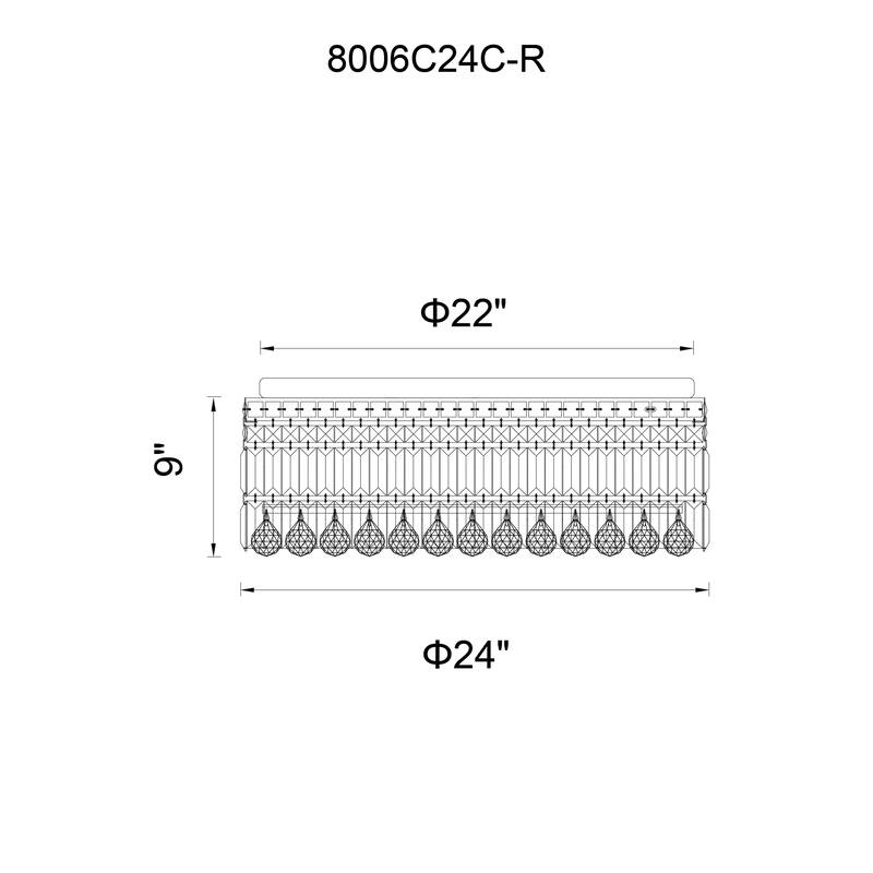 Colosseum 10 Light 24in Chrome Flush Mount with Crystals