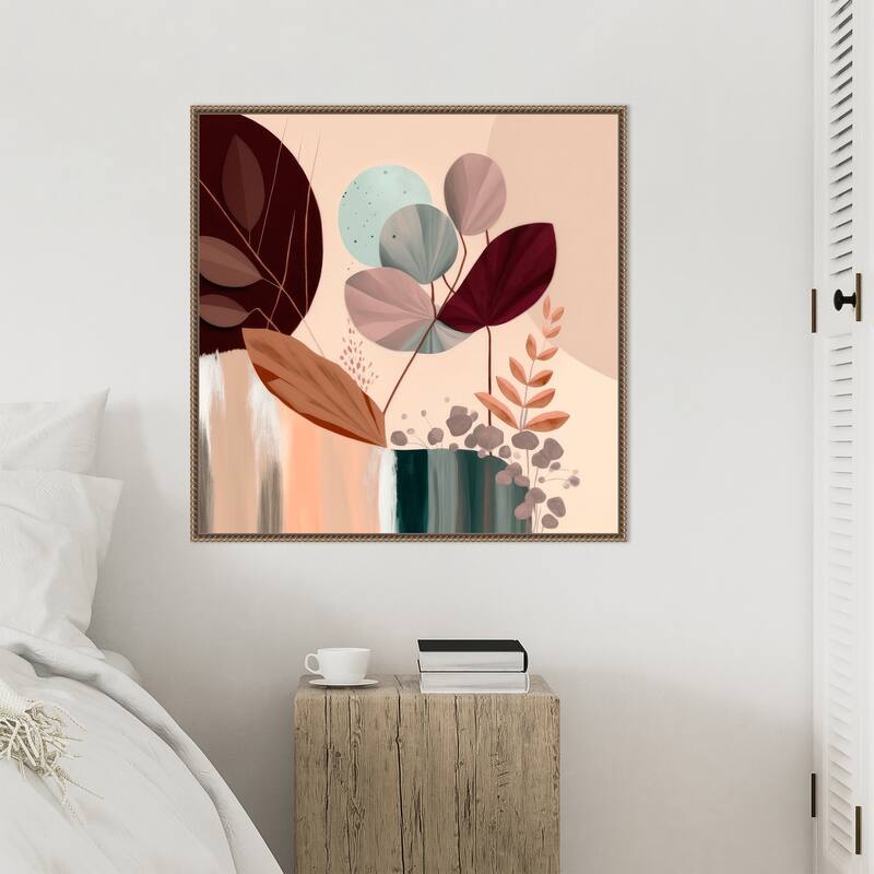 Celeste Complement by Bella Eve Framed Canvas Wall Art Print - Sylvie Beaded Gold