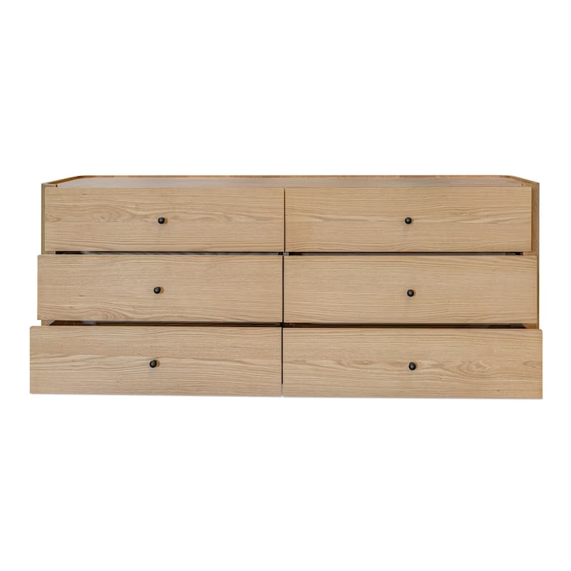 NADAAL STUDIOS Virel Dresser, Six Soft-Close Drawers with Lip Detailing and Solid Oak Frame, Natural