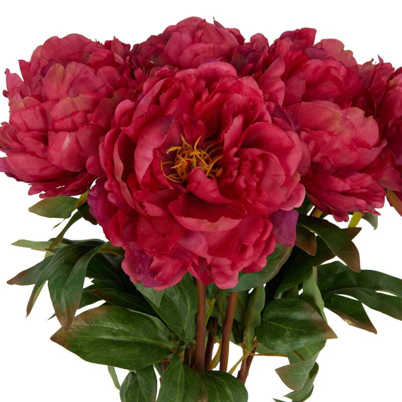 Pink Faux Foliage Tall Peony Artificial Flower Stem (Set of 8)