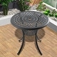 preview thumbnail 1 of 4, GDFStudio- Celia 31-Inch Round Cast Aluminum Outdoor Dining Table with Umbrella Hole Black