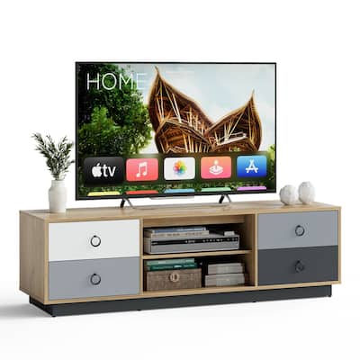 Gymax 55'' TV Stand Entertainment Media Center w/ Storage Cabinets