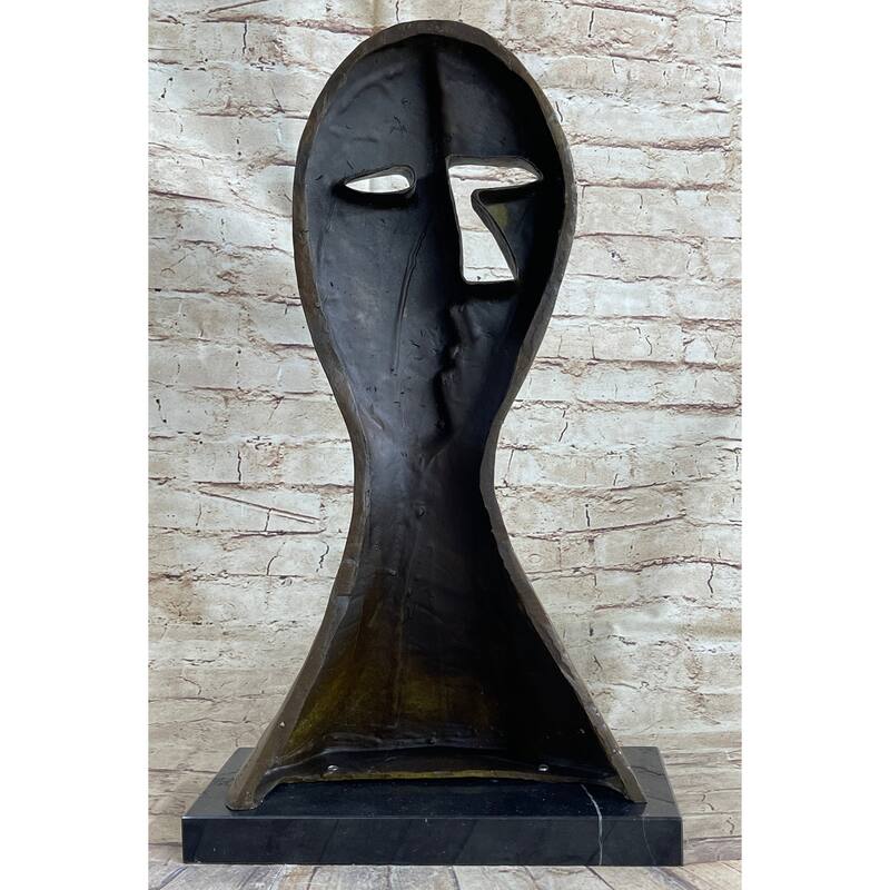 Pico Cubism Two Faces Mask Bust Sculpture Statue Modern Art Decor Marble Base