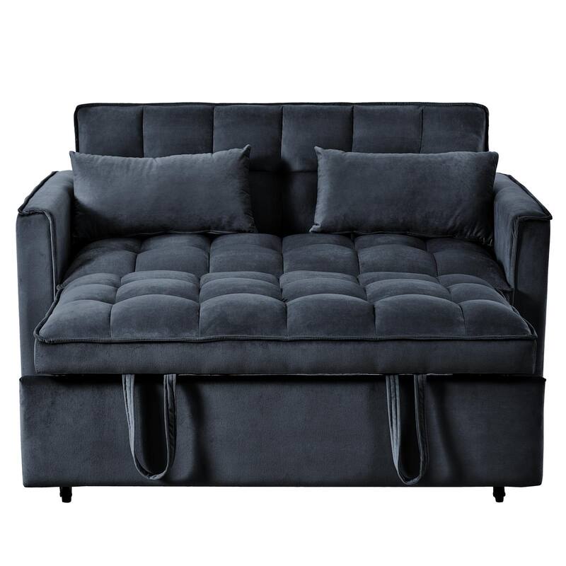 3-in-1 Velvet Convertible Sofa Bed, Adjustable Backrest with Pockets