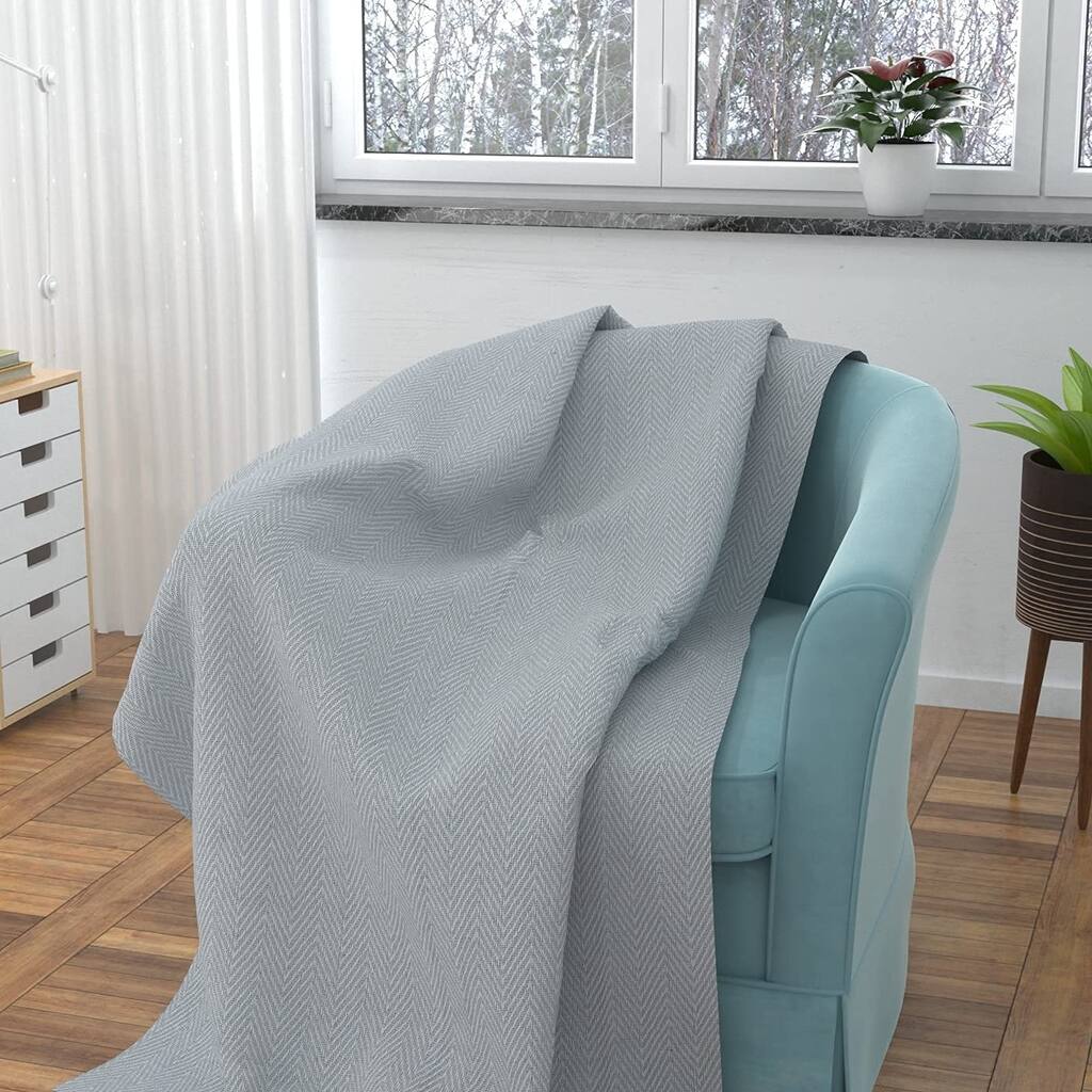 100% Cotton Throw Blanket Grey Couch Sofa Picnic Camping