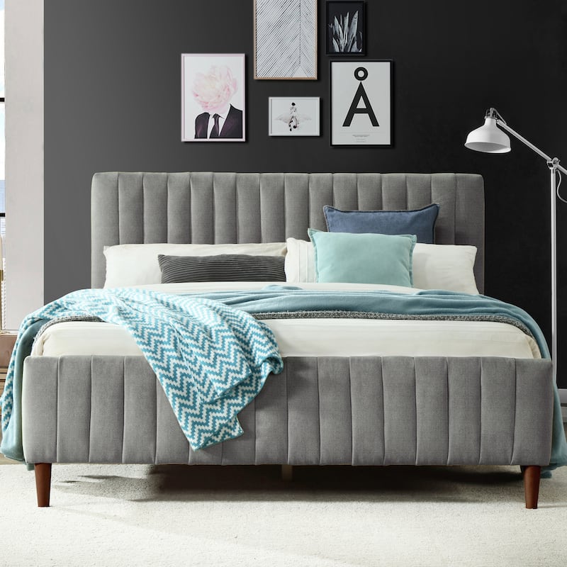 Omax Decor Spencer Upholstered Queen Platform Bed - Grey