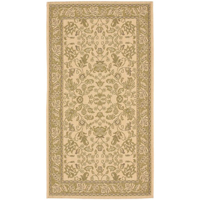 SAFAVIEH Courtyard Shizuka Indoor/ Outdoor Waterproof Patio Backyard Rug - 2'7" x 5' - Cream/Green
