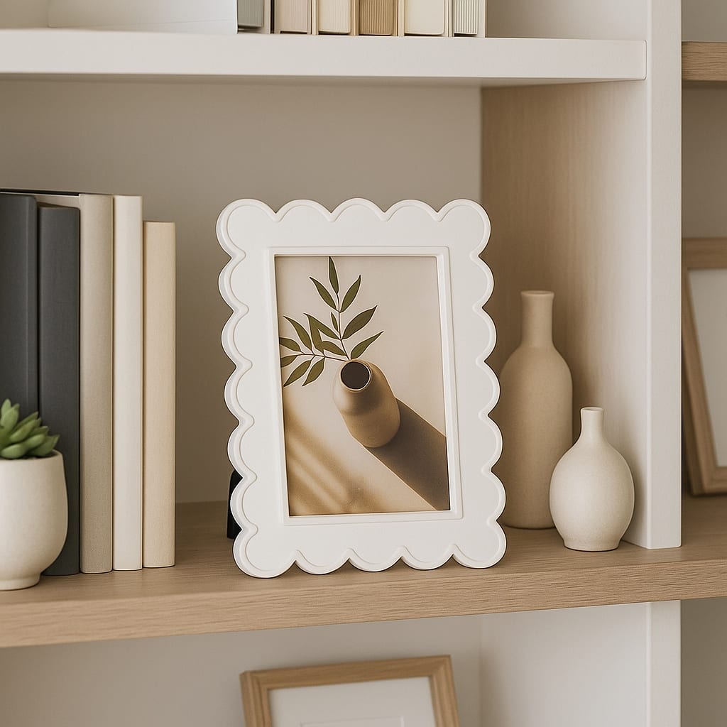 Decorative Scalloped Rectangular Picture Frame - White