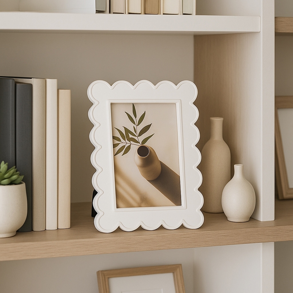 Decorative Scalloped Rectangular Picture Frame - White