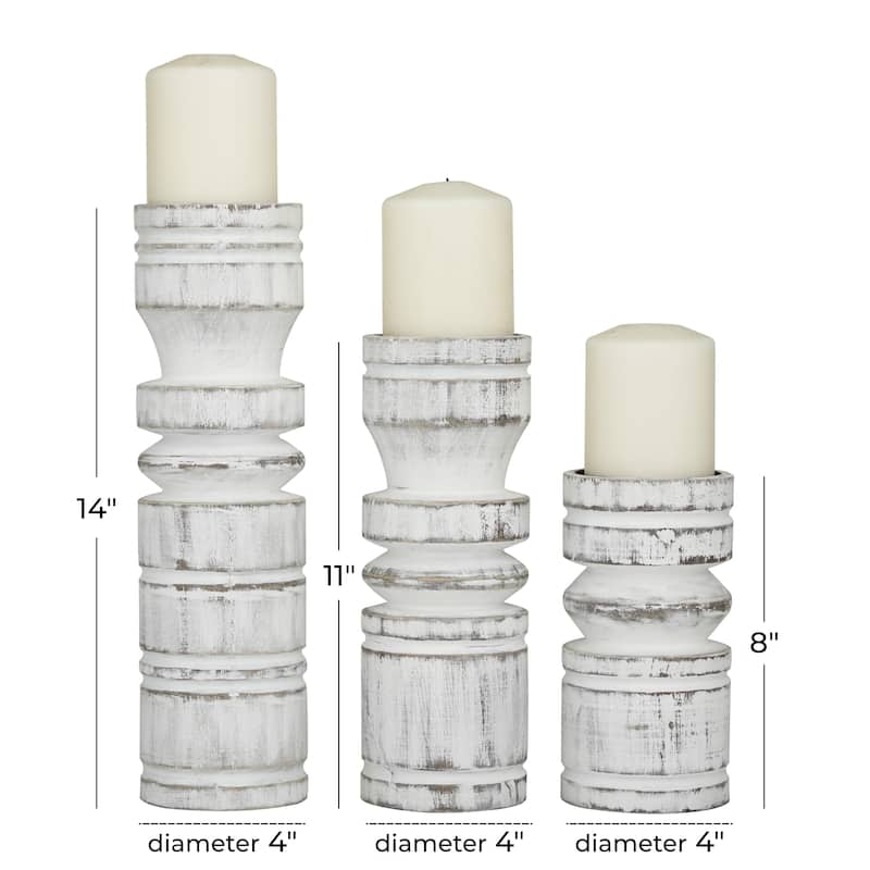 Black or White Wood Decorative Candle Holder (Set of 3)
