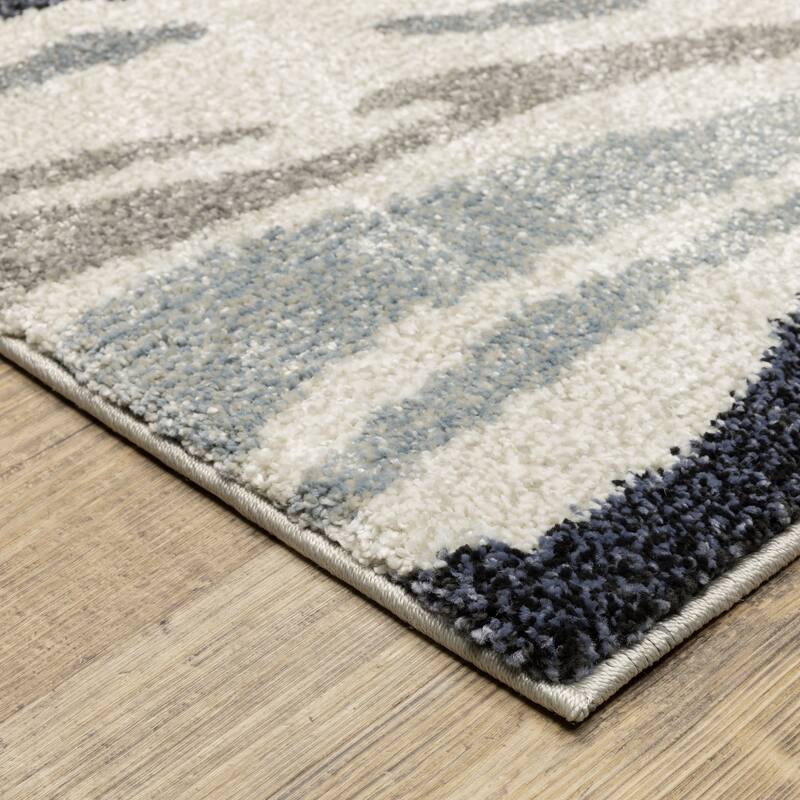 ROW Gemma Contemporary Swirls Blue/Grey Area Rug