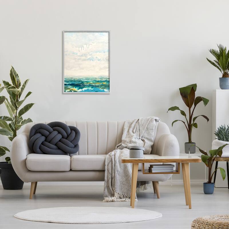 Stupell Abstract Aerial Landscape Fluffy Clouds Distant Fields Framed Wall Art, Design by Claire Cormany