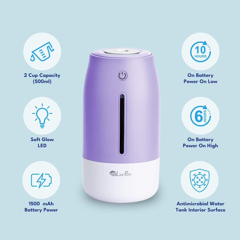 LivePure LP250 Aqua Glo Portable Cool Mist Humidifier