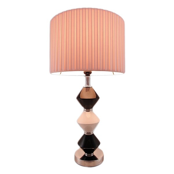 Shop Black and White Geometric Stacked Glass Table Lamp ...