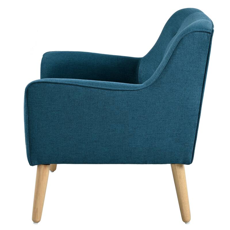 Mid-Century Chair with Wood Legs & Tufted Back