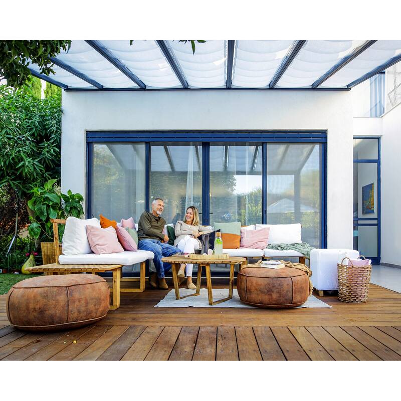 Stockholm 11 ft. Gray/Clear Patio Cover with Shades