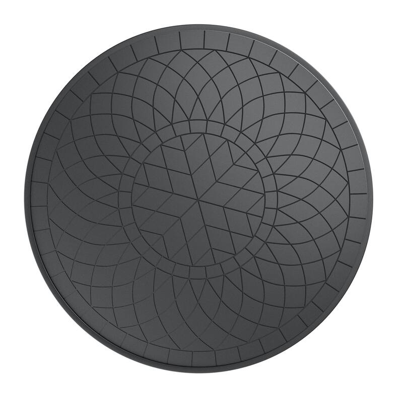 GDFStudio- Hamilton 47-Inch Round Outdoor Dining Table with Carved Texture and Cast Aluminum Frame