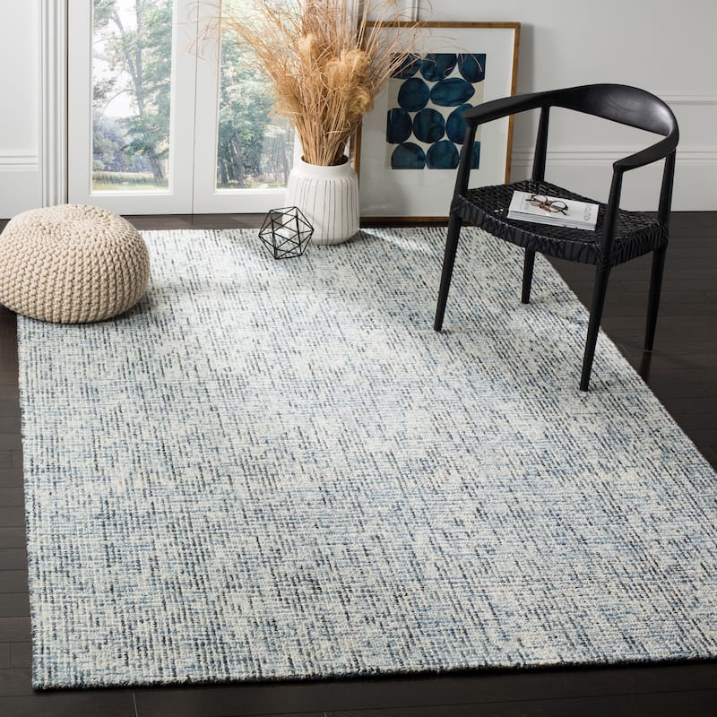 SAFAVIEH Handmade Abstract Lottie Modern Wool Rug - 8' x 10' - Blue/Charcoal - Rectangle