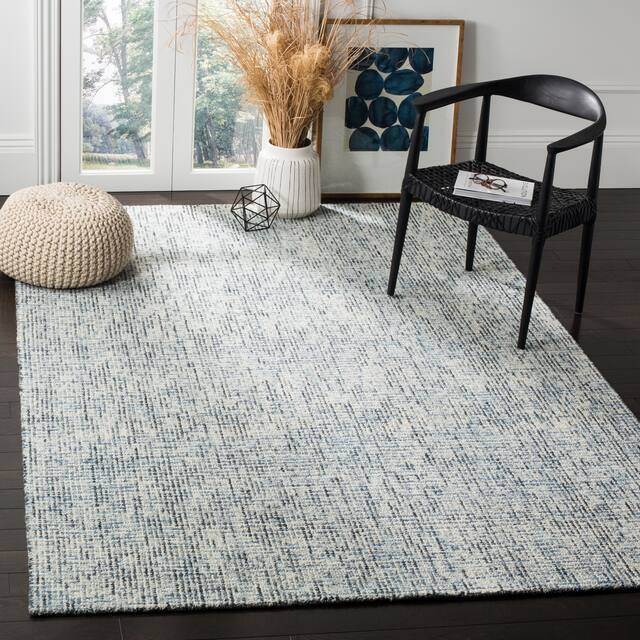 SAFAVIEH Handmade Abstract Lottie Modern Wool Rug - 9' x 12' - Blue/Charcoal