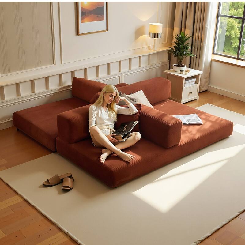 2-in-1 Convertible Modular Sofa Bed, Memory Foam Mattress, No Assembly, Space-Saving for Living Room, Bedroom