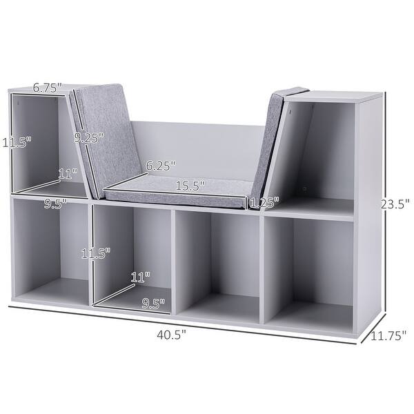 dimension image slide 0 of 2, Kids Bookcase with Reading Nook and Cushion