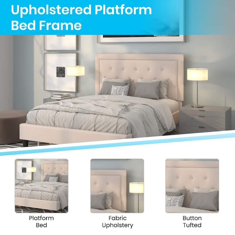 Panel Tufted Upholstered Platform Bed