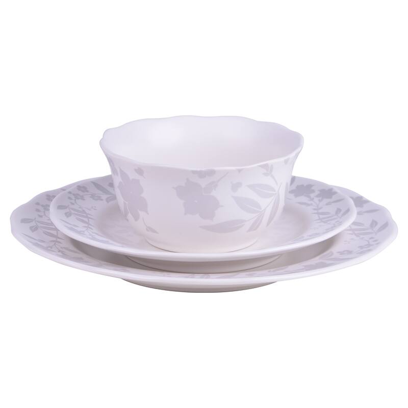 Refreshed Floral White Porcelain 12 Pc Dinnerware Set
