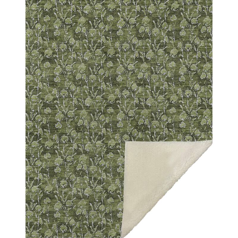 Premium Machine Washable Modern Floral Sherpa Throw Blanket