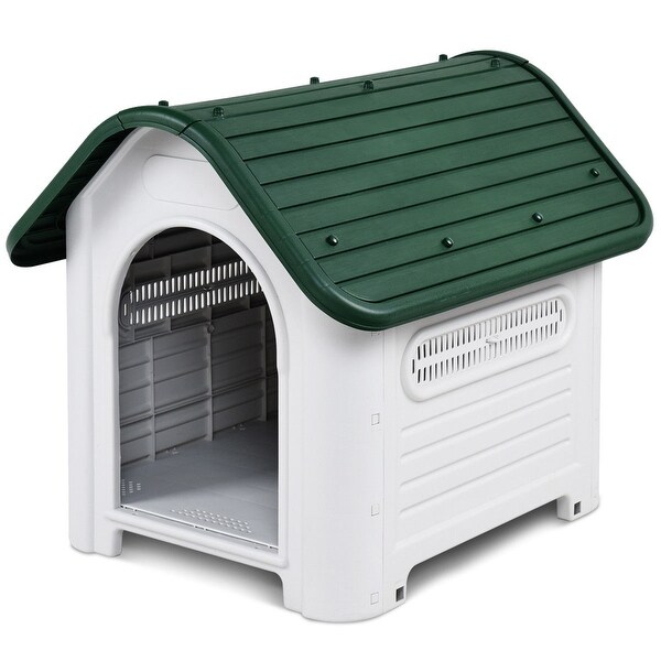 Shop Gymax Plastic Pet Dog House Puppy Shelter Roof ...
