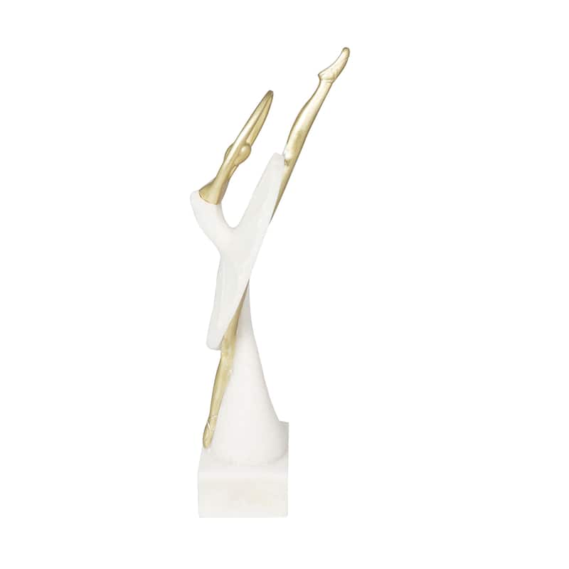 Black Marble Gymnast Decorative Sculpture with Gold Cube Base