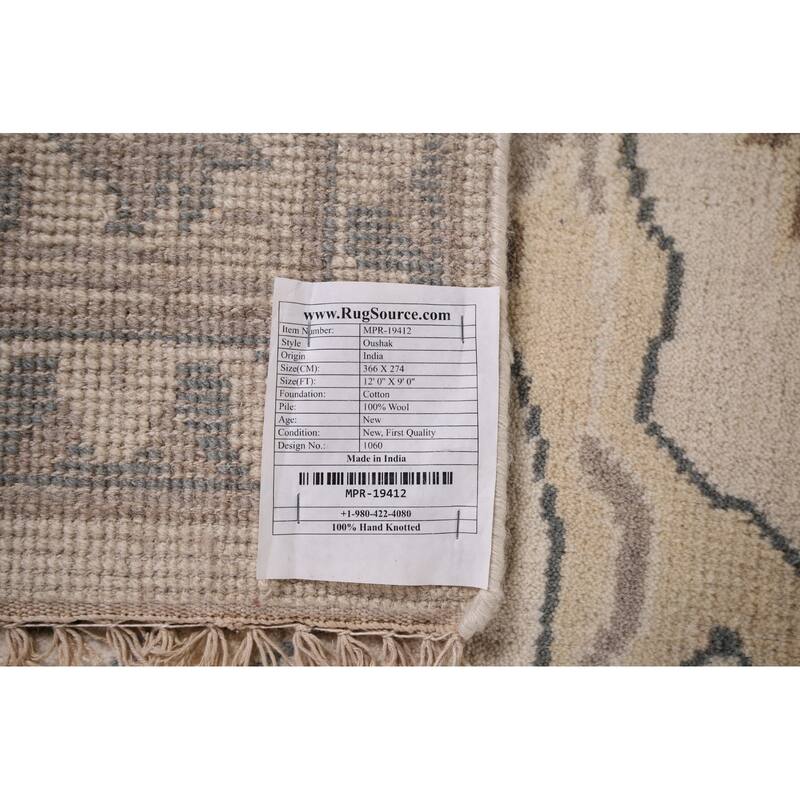 Earth Tone Oushak Area Rug Handmade Wool Carpet - 9'0"x 12'0"
