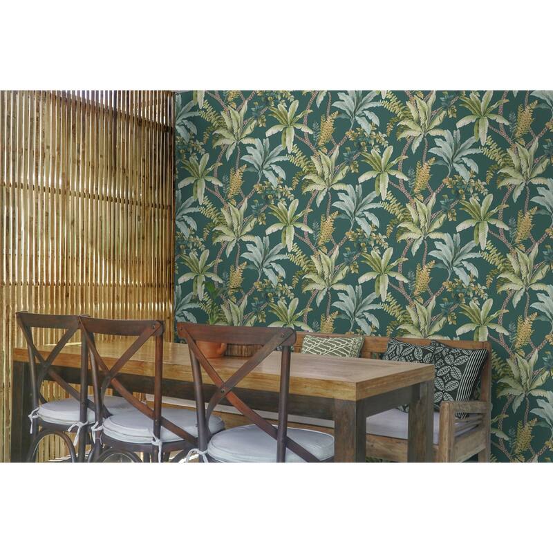 Trailing Palm Non-Pasted Wallpaper – 396in. x 21in. – Covers 56 square feet