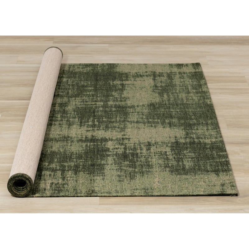 Kylie Collection - Green Distressed Hatching Rug