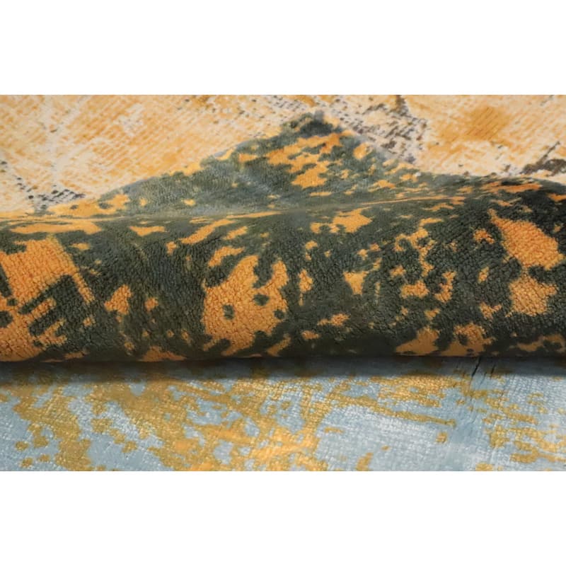 Hand Knotted Oriental Viscose Silk Carpet Modern Pictorial Oranges & Rust Abstract Area Rug - 7' 10'' X 5' 8''