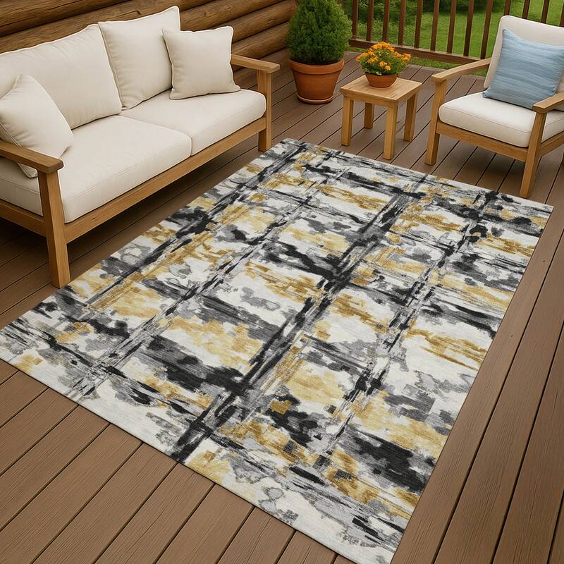 Machine Washable Indoor/ Outdoor Casual Fowler Chantille Rug - Gray - 9' x 12'