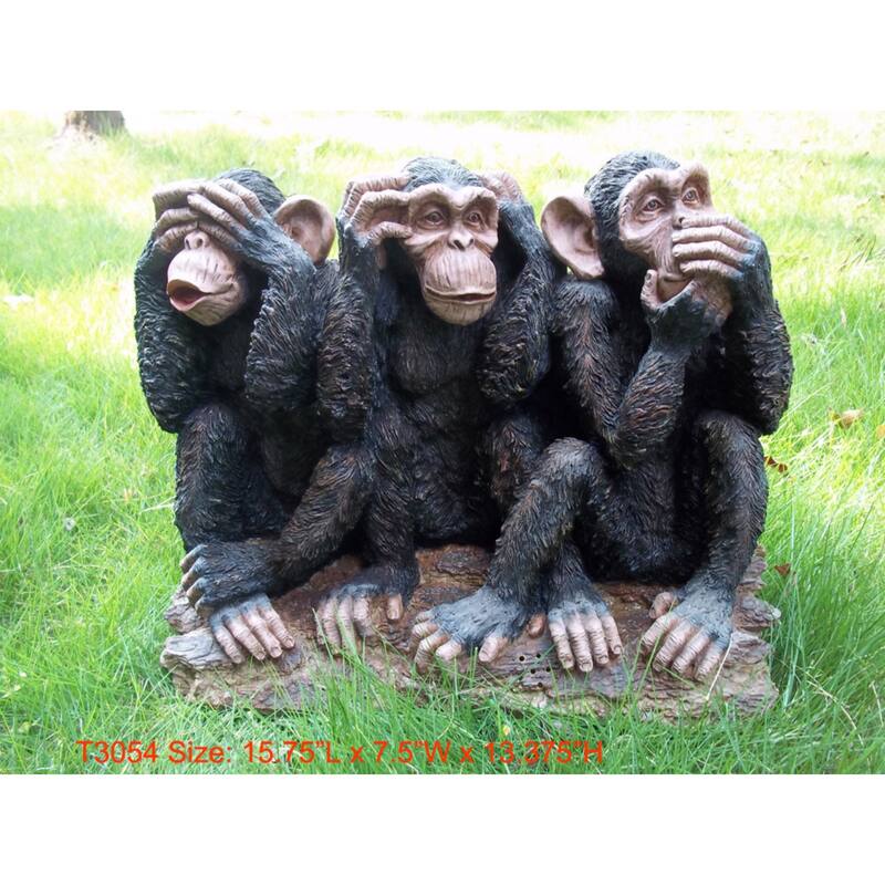 16" Three Wise Monkeys Outdoor Garden Statue