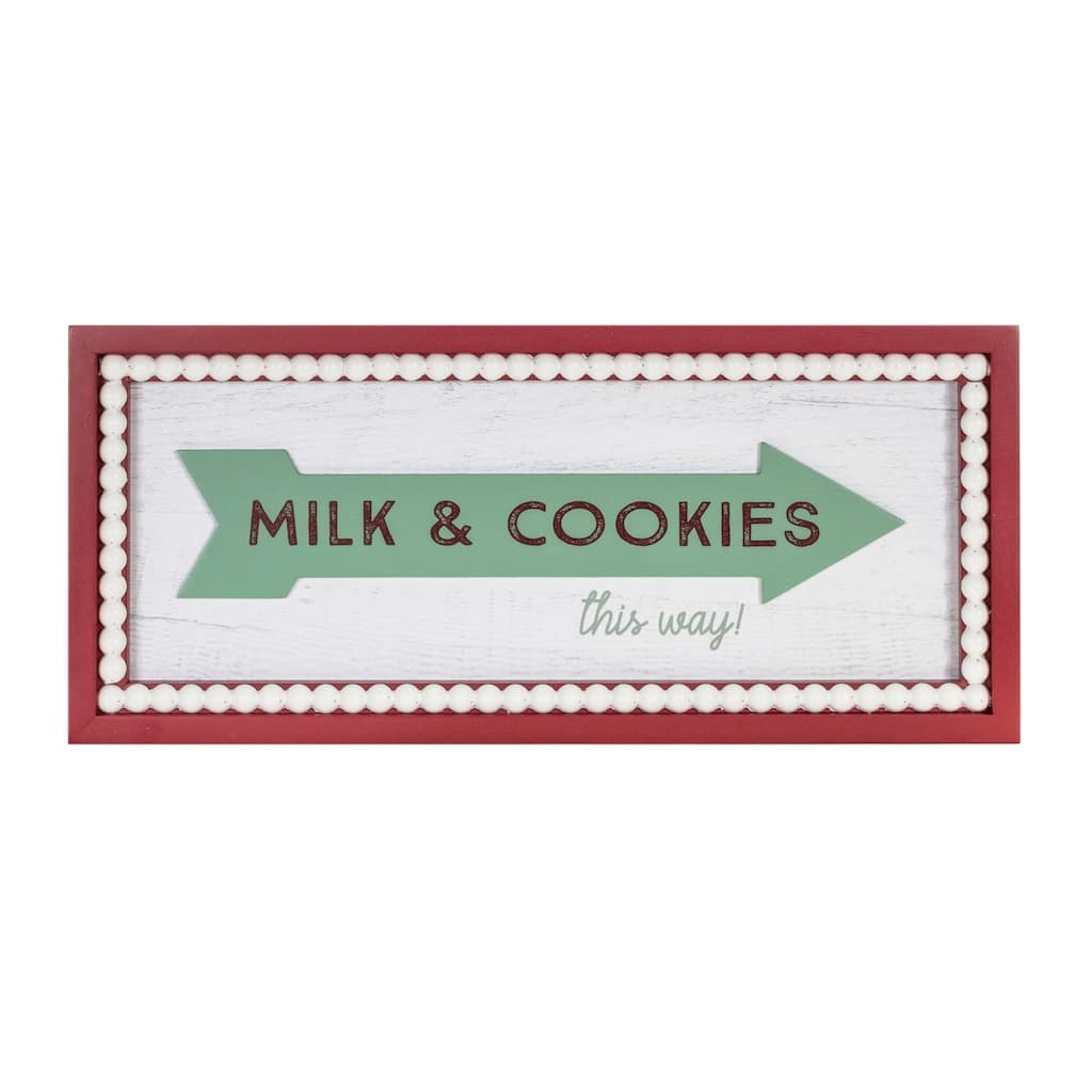 Milk and Cookies Rectangular Framed Christmas Wall Sign - 19.5"