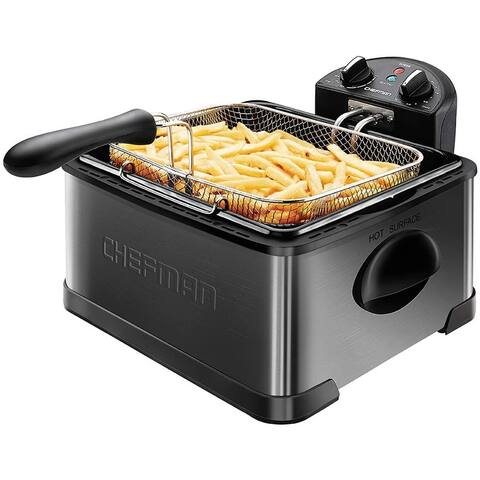 Chefman Stainless Steel Deep Fryer, XL 4.5 Liter Capacity, Black