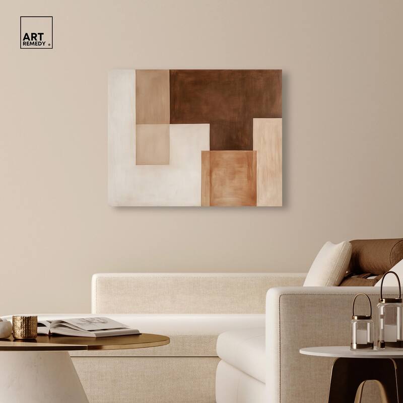 Cream and Brown Panels II Canvas by Art Remedy, Gallery Wrapped